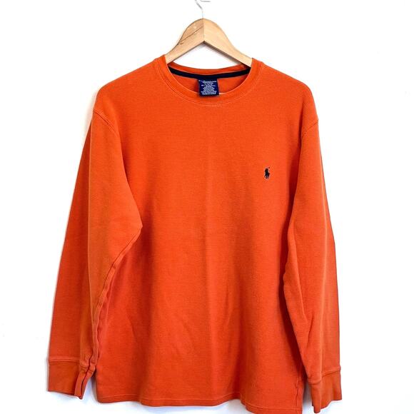 Polo Ralph Lauren Thermal Mens Sleepwear Shirt Size XL Orange 100% Cotton - Picture 1 of 6